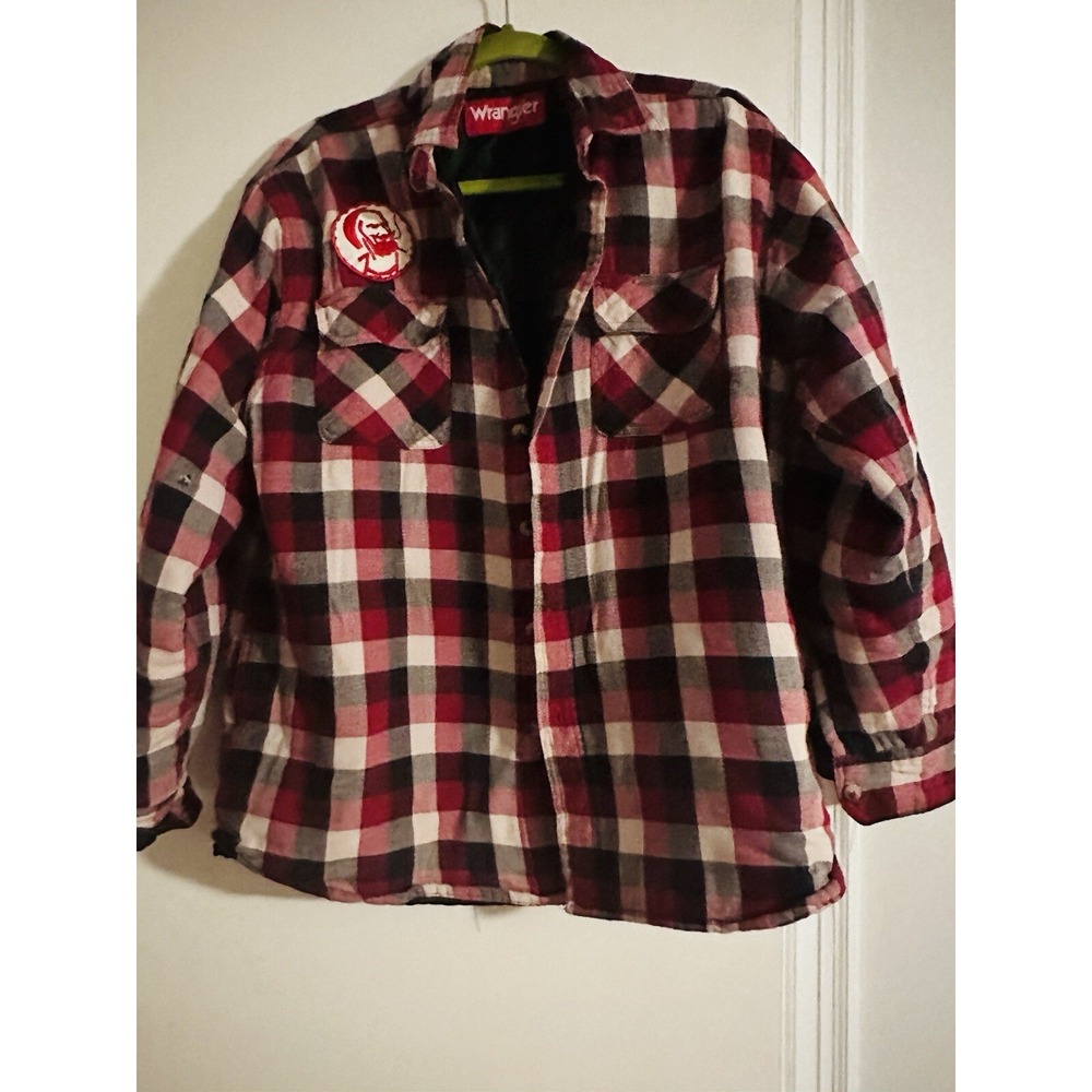 VTG Wrangler Lined Plaid Jacket VTG Zigzag Rolling Paper & Robert Crumb Patches